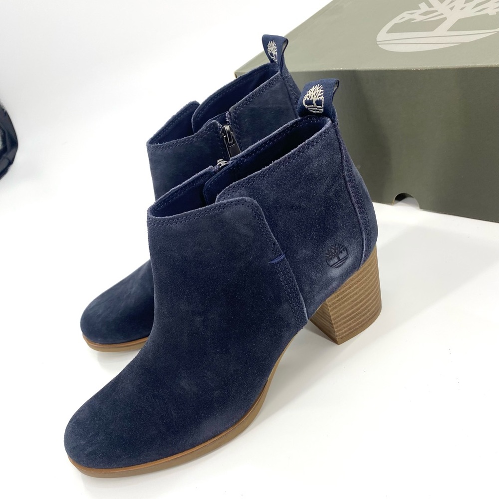 TIMBERLAND Eleanor Street Ankle Boot Dark Blue Suede Woman’s Size 8.5
